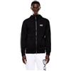 EA7 Emporio Armani Uomo Felpa con Cappuccio e Zip in Cotone (IT, Testo, L, Regular, Regular, Black)