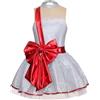 Linjinx Vestito da Ballo tutù per Bambina Body da Ginnastica Ritmica Elfo Natalizio con Fiocco Costume Ballerina Balletto Performance Anni Bianco 11-12 Anni