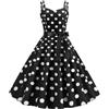 Bauzuoyo Rockabilly, abito da donna vintage anni '50, senza maniche, a pois, stile coctail, alla moda degli anni '60, con spalline sottili, tunica, per feste, balli, costumi di carnevale, B3 nero., M