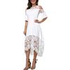 Minetom Donna Pizzo Vestito Lungo Elegante Pizzo Taglie Forti Vestiti da Cerimonia Cocktail Sera Fuori dalla Spalla Maxi Abito Casual Estivi Abiti A Bianco 3XL