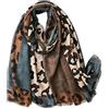 LumiSyne Sciarpa Da Donna Con Stampa Leopardata Moda Motivo Animalier Foulard In Cotone e Lino Con Nappa Lungo Grande Sciarpa Leggero Calda Scialle Stole