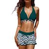 UMIPUBO Tankini Donna Mare con Zigzag Stampa, Moda Bikini Due Pezzi, Sportivo Costumi da Bagno Canotta e Pantaloncini, Costume per Spiaggia, Piscina, Feste (Blu 02, XXL)