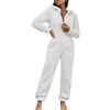 Generico Tuta Pigiama Intera in Pile Donna Comodo Manica Lunga Pigiamone Intero in Pile Tuta Monopezzo Inverno con Cappuccio Curvy Tuta da Notte Sherpa Set Pigiami Lunghi Sleepwear per Tutte Adatta