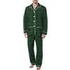 Generisch Set pigiama da uomo, lungo, invernale, in due pezzi, a quadretti, in flanella, a maniche lunghe e pantaloni da sonno, pigiama vintage, verde, XXL