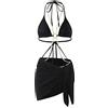 BKEPDY Costume Donna Due Pezzi Triangolo Costumi Mare Bikini Set con Catena Oro Bikiniset Elegante Costume Contenitivo Vita Alta Tankini con Pareo Mare Vacanza Estate