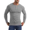 Yewloch Uomo Manica Lunga Henley Maglietta Scollo,Cotone Uomo Manica Lunga/Corte Shirt,T Shirt Casuale con Collo Serafino,vestibilità Slim Grigio L