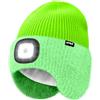 ATNKE LED Illuminato Berretto Cappello con Paraorecchie,USB Ricaricabile 4 LED Corsa Cappello Lampada Invernale Calda Pile Foderato Lavorato Beanie Regali per Uomo e Donna/Fluorescent Green