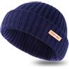 TOP-EX PolarWool™ 100% lana merino L/XL/XXL cappello Troyer berretto Watch Cap monostrato 3 stili caldo berretto invernale a maglia uomo donna, Blu mare, XL/XXL