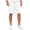 LVCBL Pantaloncini estivi da uomo, in lino, leggeri e ariosi, in tinta unita, vestibilità comoda, pantaloni corti per il tempo libero, M-3XL, bianco, XXL