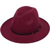 Happyupcity Cappello fedora unisex, regolabile, classico, con fibbia, a tesa larga, in feltro, stile jazz/panama, per chiesa