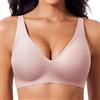 Ganado Reggiseno Senza Ferretto Donna Reggiseni Scollo a V Senza Cuciture Imbottito Comodo Push Up, XL, Rosa
