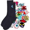 SANTA CRUZ calzini Socks MINI Screaming hand ricamato socks calzettini originali 20 stickers (IT, Testo, Taglia unica, Regular, Regular, nero + stickers)