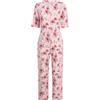 RUNQHUI Tutina con cerniera posteriore da donna, adulto, anziani, alzheimer, tuta stampata a maniche corte, pigiama sanitario, Rosa, M