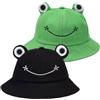 UILYNIU 2 Pezzi Cappello da Pescatore Rana Cappello da Pescatore Estate delle Pescatore Cappellino da Spiaggia Secchio cap per Donna Uomini Pieghevole Bucket Hat in Cotone (2 Pezzi)
