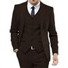 Generic Abiti da Uomo 3 Pezzi, Smoking in Tweed retrò, Abiti da Sposa, Ballo, 3 Pezzi, Abito con Revers a Lancia, Giacca, Gilet e Pantaloni, Colore caffè, Taglia 4XL