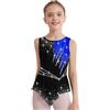 Loodgao Vestito Pattinaggio Artistico Bambina Body Ginnastica Ritmica Leotards Danza Coreografico Balletto Costumino Ginnastica Senza Maniche Strass Bodysuit Blu 11-12 anni