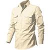 Generico Shirt Uomo- Camicia da A Maniche Lunghe in Lino con Doppio Taschino Casual