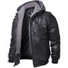 FLAVOR Giacca di Pelle Vera Uomo Moto Cappuccio Staccabile