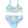 Generico Costume da Bagno Bambina Due Pezzi Piscina Bikini Sportivo Ragazza a Fascia + Slip Tankini Mare Tie Dye Casual Beachwear Spiaggia Swimsuit (Azzurro, 15-16 Anni)