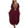 L-Peach Kaftani turchi con spacco laterale ricamato, camicia da notte spaziosa, caftano da spiaggia, copricostume da bagno