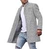 Generico Cappotto Invernale da Uomo Caldo Trench Doppiopetto in Tweed a Spina di Pesce Cappotto in Misto Lana con Colletto a Tacca,Design Elegante