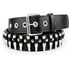RUILAIBO Cintura con borchie in metallo, stile punk rock, per donne/uomini, con occhielli a piramide, stile gotico, Bullet, S:30-35''