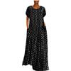 INLLADDY Tuta da donna elegante plus size verde abito da donna estivo svizzero Dot abito casual con tasche, Nero , 50