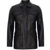Infinity Leather Trench da Uomo Classico Parker Safari in Vera Pelle Nera
