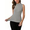 Dosieyeo - Top da donna con scollo a V, senza maniche, elegante, a costine, con colletto rialzato, morbido, elasticizzato, sottogiacca a scollo a V, maglietta a scollo a V, grigio., S