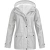 YMING Donne Zip Up Outdoor Rain Jacket Solido Manica Lunga Cappotti Pulsante Trendy Windbreaker Grigio Chiaro XL