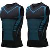 Jeeeun V Boost V2 Compression Shirt Men, Muscle-Shaping & Posture Support Sleeveless Tank, Quick-Dry for Gym & Daily Wear (2pcs Black,XL)