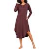 Marvmys Camicia da Notte Donna Cotone Manica Lunghe per Casa Casuale