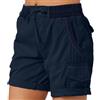 Generic Pantaloncini cargo da donna, estivi, casual, corti, multi tasche, bermuda a vita alta, con coulisse, per il tempo libero, comodi da spiaggia, B-marino, XL