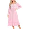 WOXIHUAN Camicia da Notte Donna Cotone Modal Morbida Camicie da Notte Manica Lunga Eleganti Taglie Forti Vestiti Premaman con Tasche