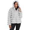 M&Catree Cappotto in Pelliccia Sintetica da Donna con Cerniera Giacca Invernali con Cappuccio Cappotti Corto Ecopelliccia - Grigio, M