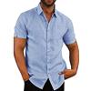 Glacspyg Camicia in Lino Uomo Camicia in Lino a Maniche Corte Camicia Casual da Lavoro Fit Casual Holiday Summer Beach Shirt