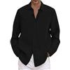 Generic Camicia da Uomo a Maniche Lunghe con Colletto rovesciato da Uomo in Cotone e Lino Estivo da Uomo, Casual, Taglie Forti Dolcevita Invernale