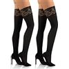 sesto senso 2 paia Calze Autoreggenti Opache Microfibra 40 den Coprenti Donna 3XL/4XL 46-48 Nero