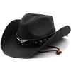 AHDMR Panama - Cappello da sole da uomo, donna, cappello da cowboy western, pieghevole, cappello di paglia, ampio bordo, protezione solare, cappello Fedora estivo, per spiaggia, viaggi, vacanze, pesca
