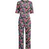 RUNQHUI Tutina con cerniera posteriore da donna, adulto, anziani, alzheimer, tuta stampata a maniche corte, pigiama sanitario, Nero rosa, S