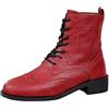 Generisch /Inverno da donna Tacco medio britannico Tacco a blocco Stivali in pelle morbida Stivali corti da donna, Colore: rosso, 38 EU