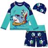 MASOCIO Costume Bagno Bambino Anti UV 3 Pezzi Maglietta Termica Nuoto Manica Lunga Pantaloncini Cappellino Bimbo Ragazzo Neonato Maglia Mare Piscina Asciugatura Rapida 18-24 Mesi Multicolore 2