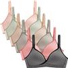 Adigau Set di 6 reggiseni da allenamento per ragazza, senza ferretto, per bambini, senza ferretto, con spalline regolabili, C1, 1A