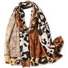 LumiSyne Sciarpa Da Donna Con Stampa Leopardata Moda Motivo Animalier Foulard In Cotone e Lino Con Nappa Lungo Grande Sciarpa Leggero Calda Scialle Stole