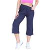R&N FASHIONS Pantaloni culottes da donna taglie forti 3/4 con elastico in vita, pantaloncini a palazzo in viscosa elasticizzata, a vita media, leggeri, casual, estivi da donna, blu navy, 48