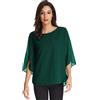 GRACE KARIN Camicie da Donna Top Manica a Corta Camicia di Chiffon Maniche 3/4 Larghe Camicetta Donna Chiffon Elegante Verde 2XL CLAF15-22