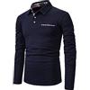 YCUEUST Cotton Reticolo Polo Uomo Manica Lunga Basic Golf Casual T-Shirt Blu L