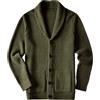 ZHILI Cardigan di Spessore Slim Fit Casual del Collo di Scialle degli Uomini_Olive_X-Large