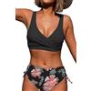 Joligiao Sexy Costume da Bagno da Donna Push Up Imbottito Reggiseno Bikini Set Due Pezzi String Thong Triangolo Vita Alta Donne Scollo a V Spiaggia Estate(Rosa Stampato,L)