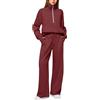 Generico Tuta Donna Sportiva Completa Invernale 2 Pezzi Felpa con Mezza Zip Senza Cappuccio e Pantaloni Tuta Gamba Larga Set Completo Palestra Abbigliamento Sportivo Completi Eleganti Tute da Ginnastica